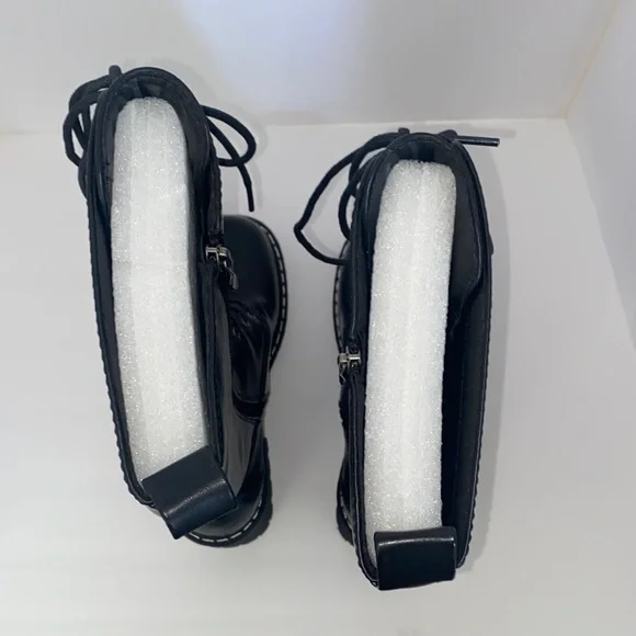 NWOB- Dolls Kill Current Mood Black Lace-Up Knee-High Boots - Picture 6 of 7